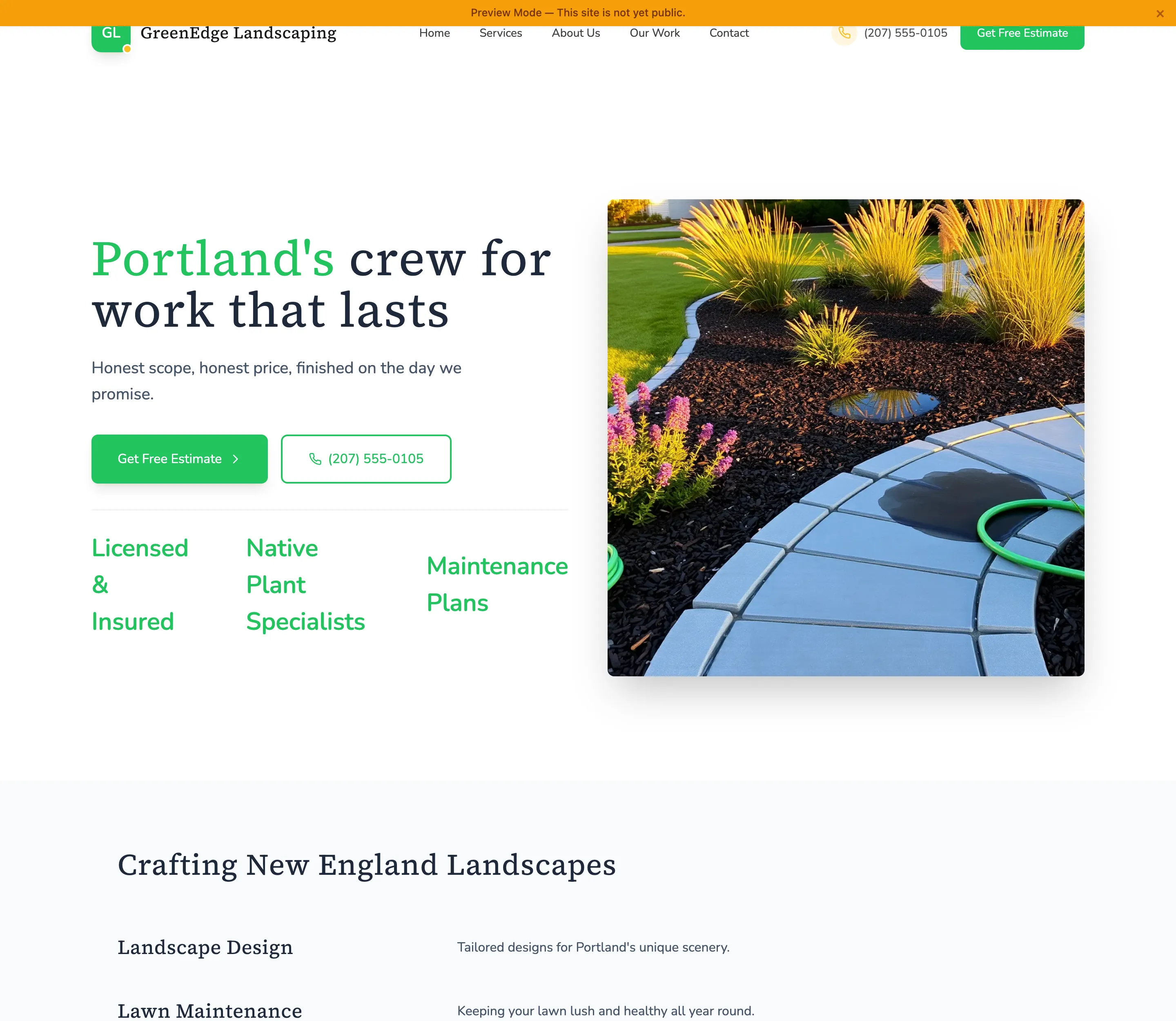 Landscaping site generated by Fasite