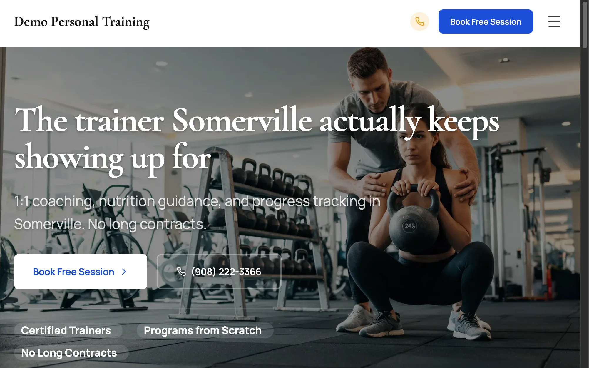 Demo Personal Training, a live personal training site built by Fasite